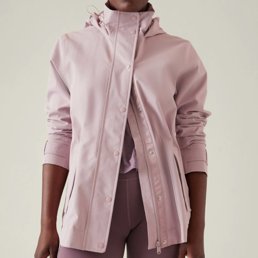 NEW Athleta RainOut Sutro Trench Jacket Medium Petite MP Smoked Mauve